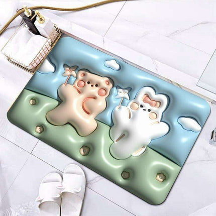 Elegant 3D Floral Design Quick-Dry Bath Mat - Très Elite