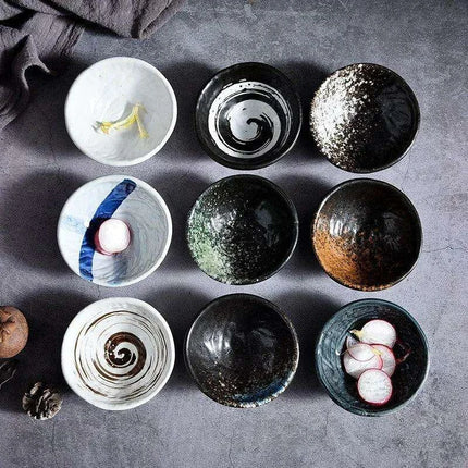 Elegant 3.5 Inch Handcrafted Japanese Ceramic Snack Bowl – Vintage Stoneware Dipping Dish - Très Elite