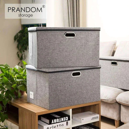 Elegant 5-Piece Foldable Linen Storage Bin Set - Large Organizing Baskets with Handles - Très Elite