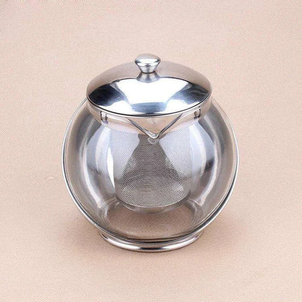 Elegant 500ml Floral Infuser Tea Pot Set in Stainless Steel and Glass - Très Elite