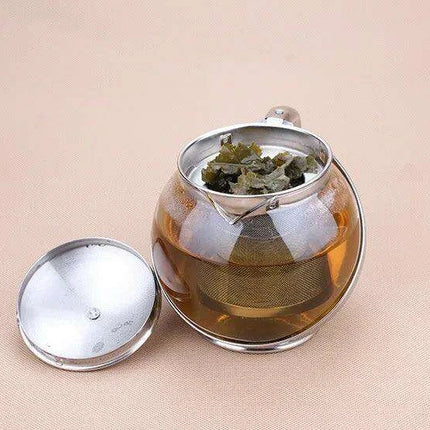 Elegant 500ml Floral Infuser Tea Pot Set in Stainless Steel and Glass - Très Elite