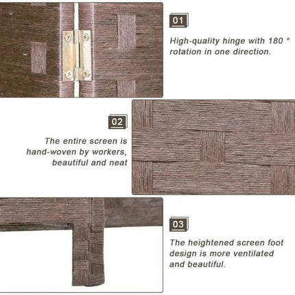 Elegant 6-Panel Wooden Folding Screen - Versatile Room Partition - Très Elite