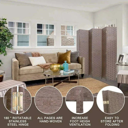 Elegant 6-Panel Wooden Folding Screen - Versatile Room Partition - Très Elite