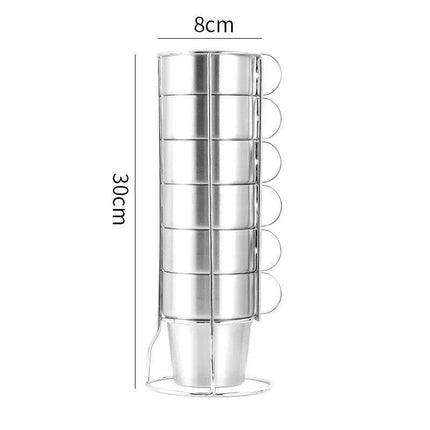 Elegant 6-Piece Set of Insulated Stainless Steel Tea Mugs for Home and Social Gatherings - Très Elite