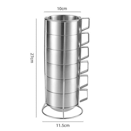 Elegant 6-Piece Set of Insulated Stainless Steel Tea Mugs for Home and Social Gatherings - Très Elite