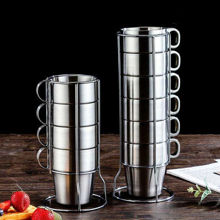Elegant 6-Piece Set of Insulated Stainless Steel Tea Mugs for Home and Social Gatherings - Très Elite