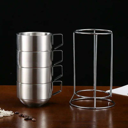 Elegant 6-Piece Set of Insulated Stainless Steel Tea Mugs for Home and Social Gatherings - Très Elite