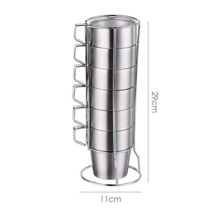Elegant 6-Piece Set of Insulated Stainless Steel Tea Mugs for Home and Social Gatherings - Très Elite