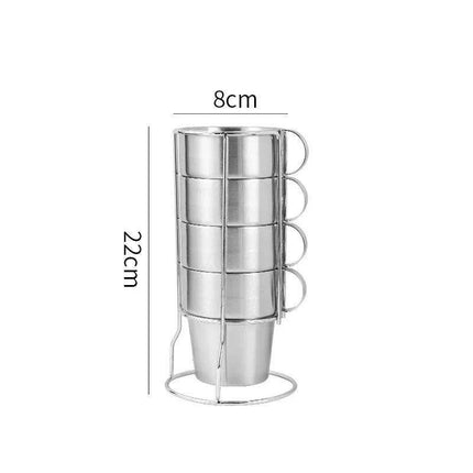 Elegant 6-Piece Set of Insulated Stainless Steel Tea Mugs for Home and Social Gatherings - Très Elite
