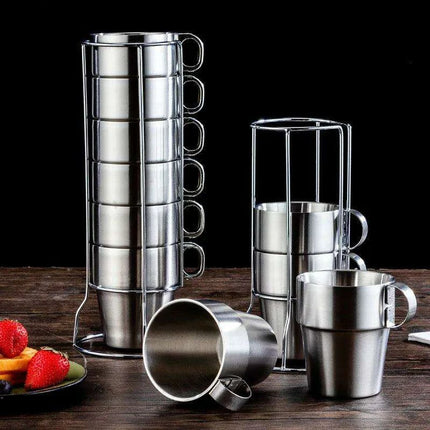 Elegant 6-Piece Set of Insulated Stainless Steel Tea Mugs for Home and Social Gatherings - Très Elite