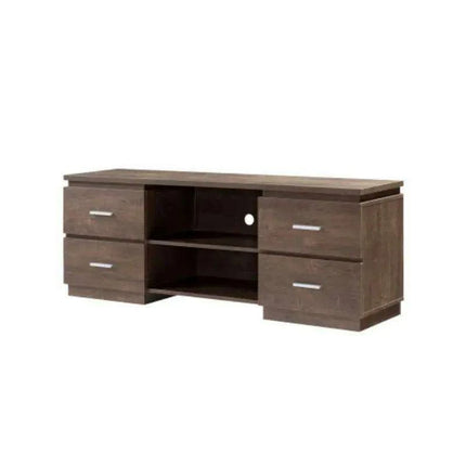 Elegant 60-Inch Walnut Oak TV Stand with Ample Storage and Display Features - Très Elite