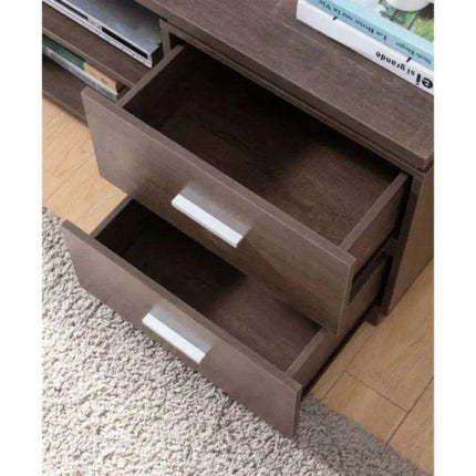 Elegant 60-Inch Walnut Oak TV Stand with Ample Storage and Display Features - Très Elite