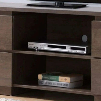 Elegant 60-Inch Walnut Oak TV Stand with Ample Storage and Display Features - Très Elite