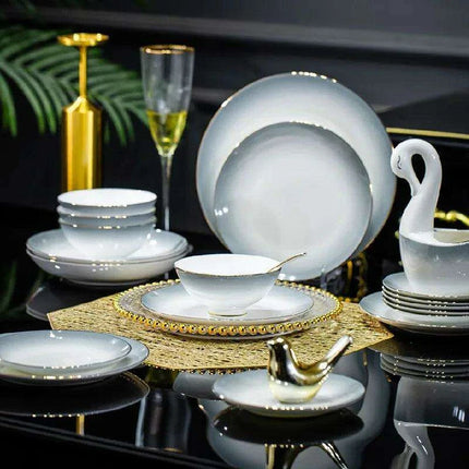 Elegant 62/40-Piece Bone China Dining Set with Authentic Chopsticks for an Exquisite Dining Experience - Très Elite