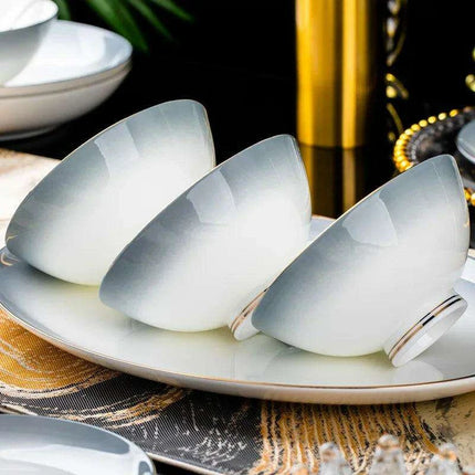 Elegant 62/40-Piece Bone China Dining Set with Authentic Chopsticks for an Exquisite Dining Experience - Très Elite