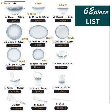 Elegant 62/40-Piece Bone China Dining Set with Authentic Chopsticks for an Exquisite Dining Experience - Très Elite