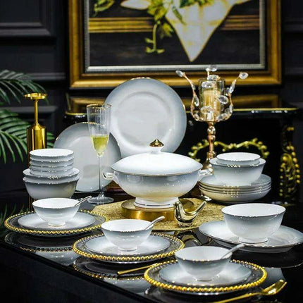 Elegant 62/40-Piece Bone China Dining Set with Authentic Chopsticks for an Exquisite Dining Experience - Très Elite