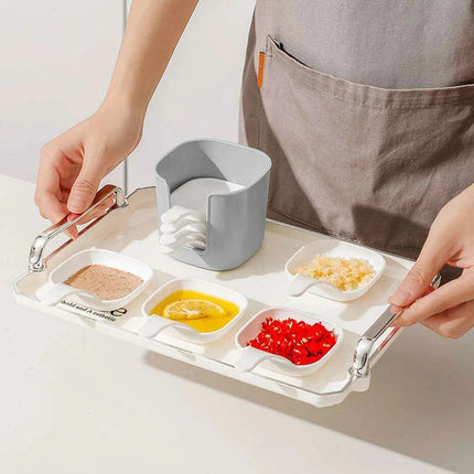 Elegant 7-Piece White Seasoning Dish Set with Organizing Box for Stylish Dining - Très Elite