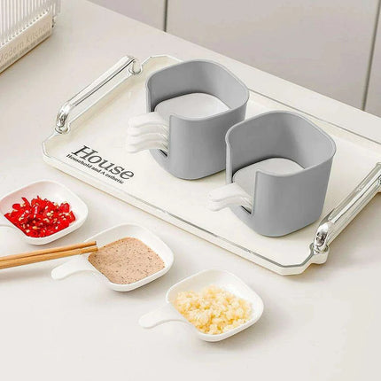 Elegant 7-Piece White Seasoning Dish Set with Organizing Box for Stylish Dining - Très Elite