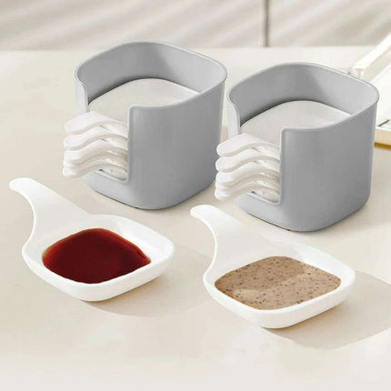 Elegant 7-Piece White Seasoning Dish Set with Organizing Box for Stylish Dining - Très Elite
