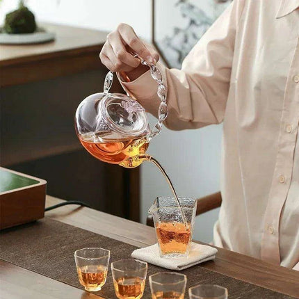 Elegant 700ml Clear Pink Iris Pyrex Teapot - The Perfect Addition to Your Tea Ceremony - Très Elite