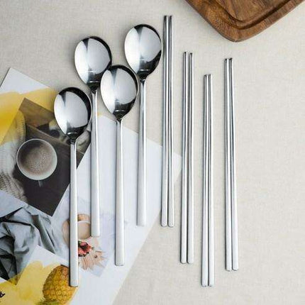 Elegant 8-Piece Stainless Steel Dining Set with Premium Chopsticks and Cutlery - Très Elite