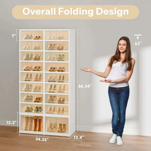 Elegant 9-Tier Shoe Organizer with Clear Front Doors: Stylish Space Saver