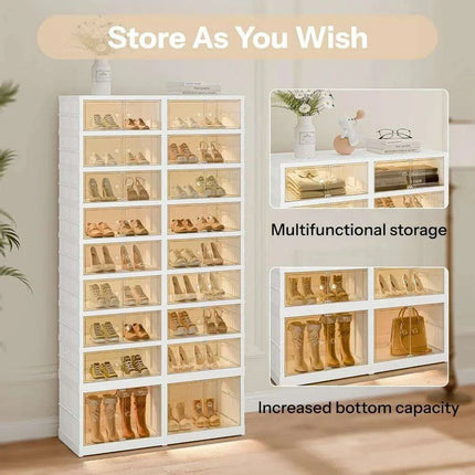 Elegant 9-Tier Shoe Organizer with Clear Front Doors: Stylish Space Saver - Très Elite