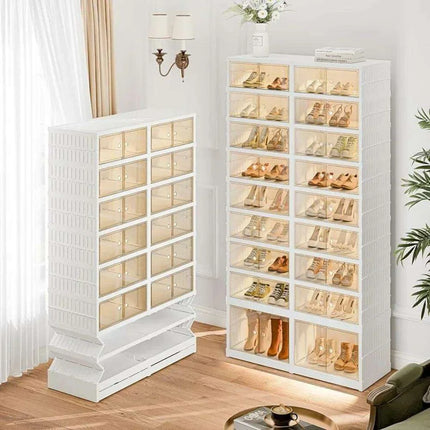 Elegant 9-Tier Shoe Organizer with Clear Front Doors: Stylish Space Saver- Très Elite- Très Elite