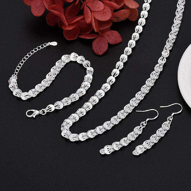 Elegant 925 Sterling Silver Jewelry Set: Bracelet and Necklace for Women