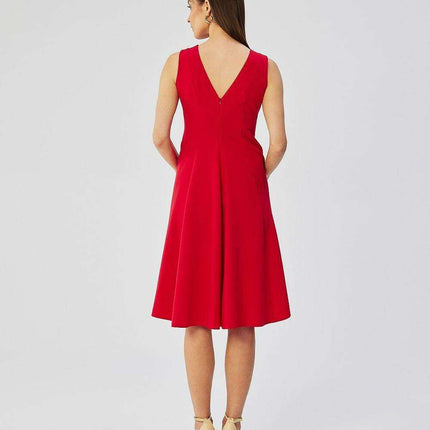 Elegant A-Line Sleeveless Day Dress with Polish Flair - Très Elite