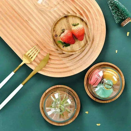 Elegant Acacia Wood Cake Stand with Glass Dome – Perfect for Showcasing Desserts at Home and Events - Très Elite