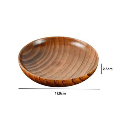 Elegant Acacia Wood Round Dinner Plates - 10.5-17.5cm Durable Solid Wood Serving Dish..
