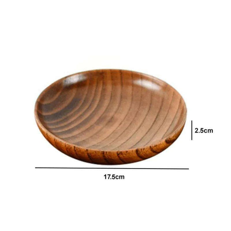 Elegant Acacia Wood Round Dinner Plates - 10.5-17.5cm Durable Solid Wood Serving Dish - Très Elite