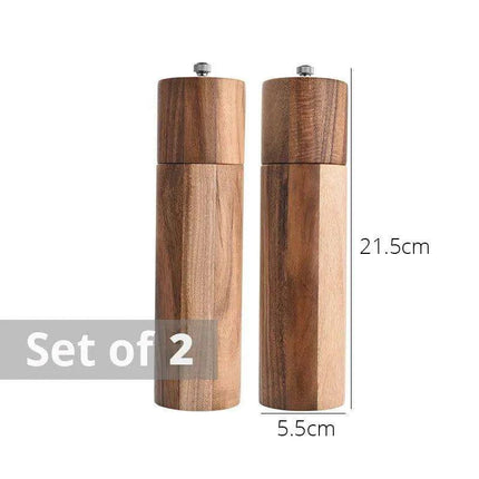 Elegant Acacia Wood Spice Grinder Duo - Premium Culinary Seasoning Mill..