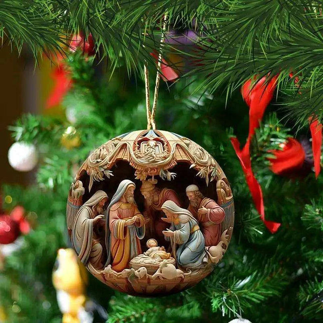 Elegant Acrylic Jesus Nativity Family Christmas Tree Decor Ornament Set