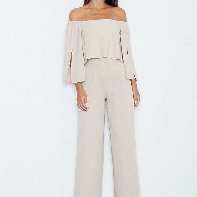 Elegant Airy Fabric Suit with Stylish Zipper Accent