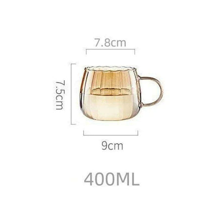 Elegant Amber Striped Glass Teapot - Perfect for Tea, Juices, and Social Gatherings - Très Elite