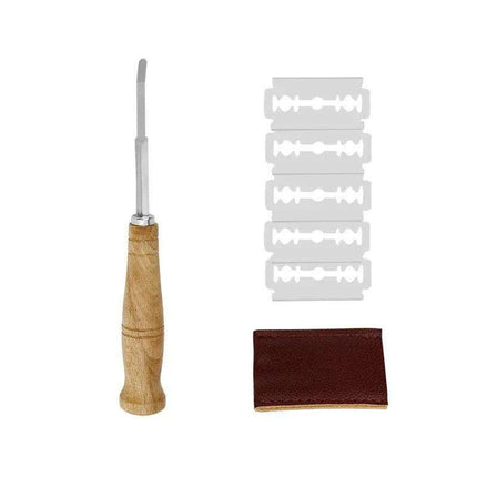 Elegant Artisan Bread Cutting Set with Luxe Leather Case - Très Elite