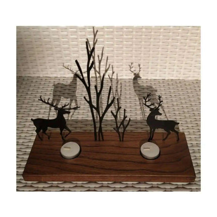 Elegant Artisan Wooden Candle Holder with Chic Metal Accents 1003 - Très Elite