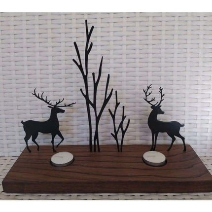 Elegant Artisan Wooden Candle Holder with Chic Metal Accents 1003 - Très Elite