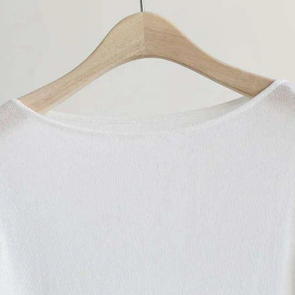 Elegant Asymmetric Long Sleeve Sky Silk Top for Women - Perfect for Spring and Summer - Très Elite