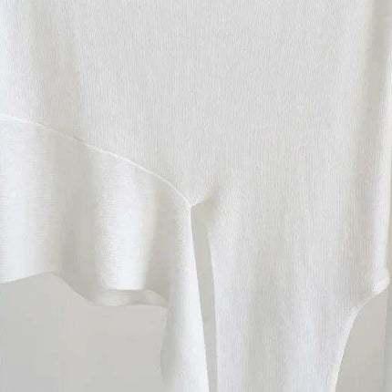 Elegant Asymmetric Long Sleeve Sky Silk Top for Women - Perfect for Spring and Summer - Très Elite