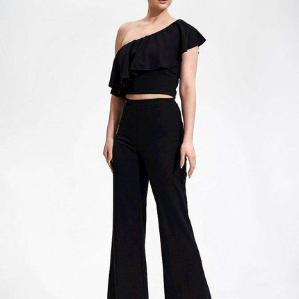 Elegant Asymmetric Ruffle Crop Top for a Fashion-Forward Look - Très Elite