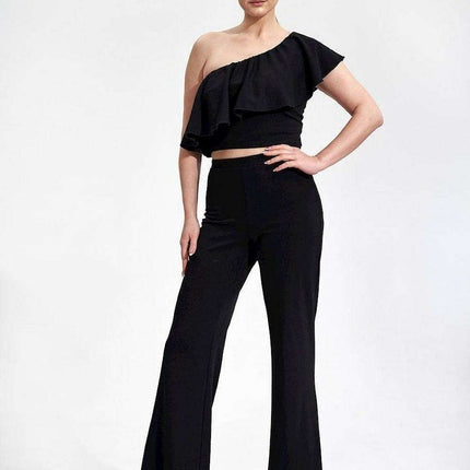 Elegant Asymmetric Ruffle Crop Top for a Fashion-Forward Look - Très Elite