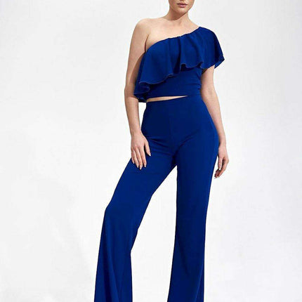 Elegant Asymmetric Ruffle Crop Top for a Fashion-Forward Look - Très Elite