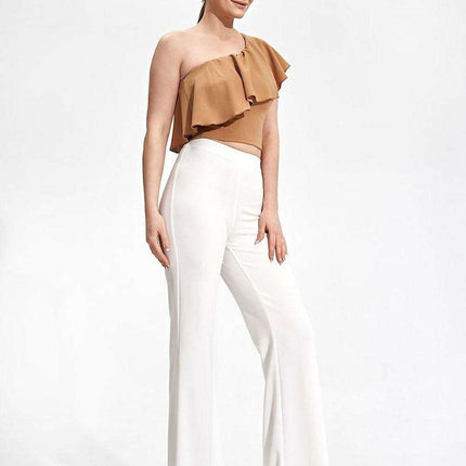 Elegant Asymmetric Ruffle Crop Top for a Fashion-Forward Look - Très Elite