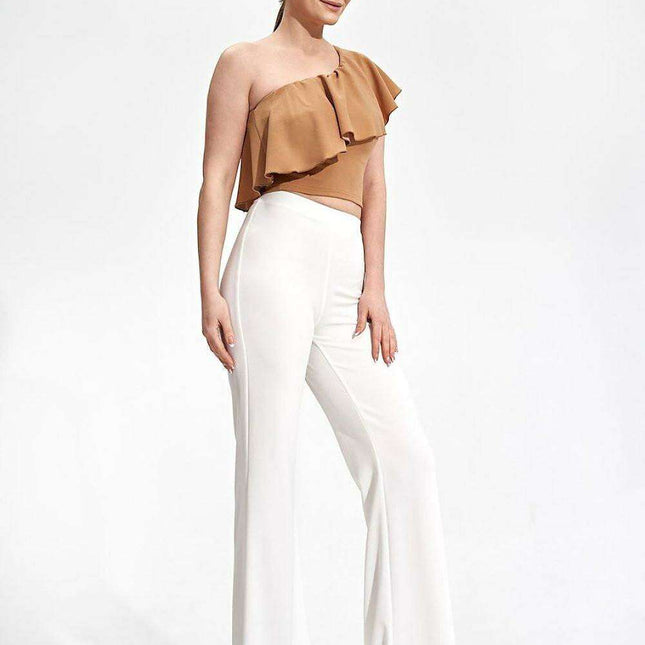 Elegant Asymmetric Ruffle Crop Top for a Fashion-Forward Look