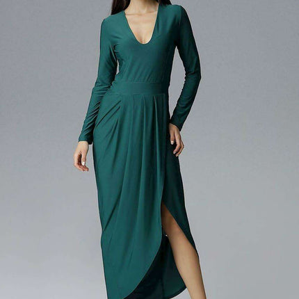 Elegant Asymmetrical Heart Neckline Gown - Très Elite