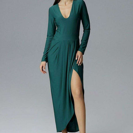 Elegant Asymmetrical Heart Neckline Gown - Très Elite